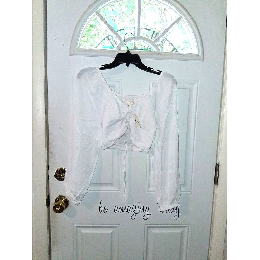 Aeropostale Crop Top White Long Sleeve Medium NWT